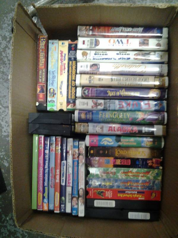 Box Of DVDs & VHS Movies