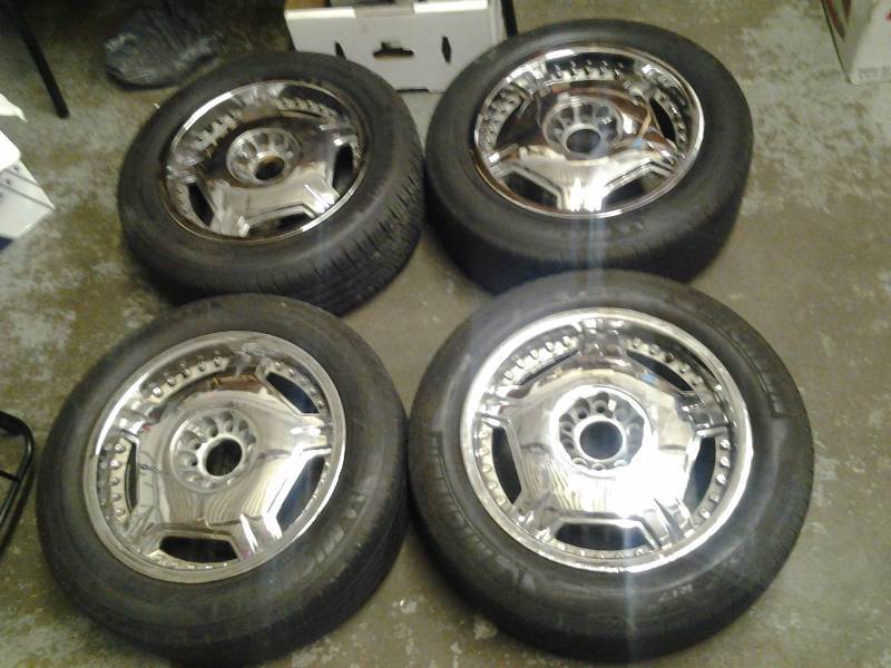 4-Top Line Aluminum Wheels With Universal 5 Lug Pattern, With Michelin 2255517 Tires (No Center Caps)