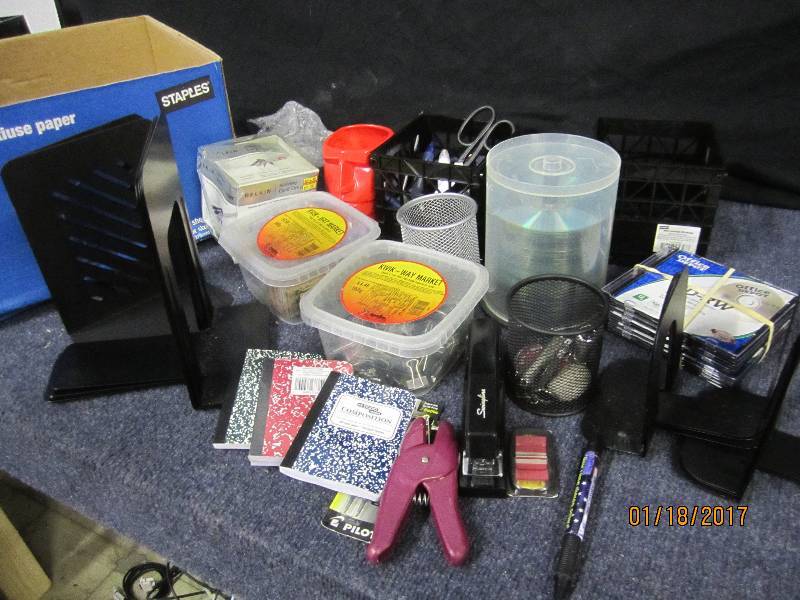 lot 153 image: Desk Supplies Stapler, Punch, Clip...