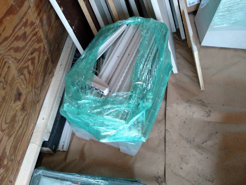lot 65 image: Office Desks, Wall Shelves, & Reception Station