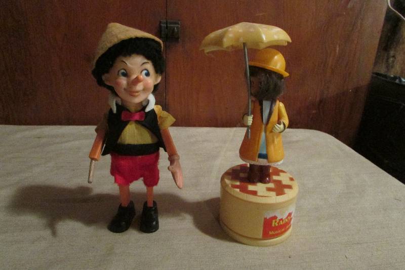 Vintage Pinocchio Wind-Up and vintage musical doll