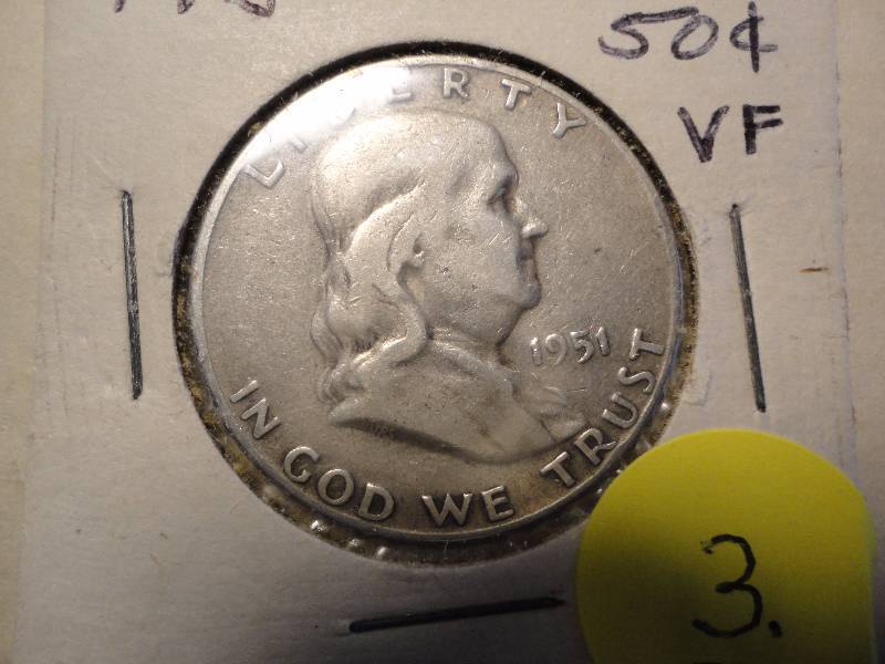 1951 S Silver Franklin Half Dollar