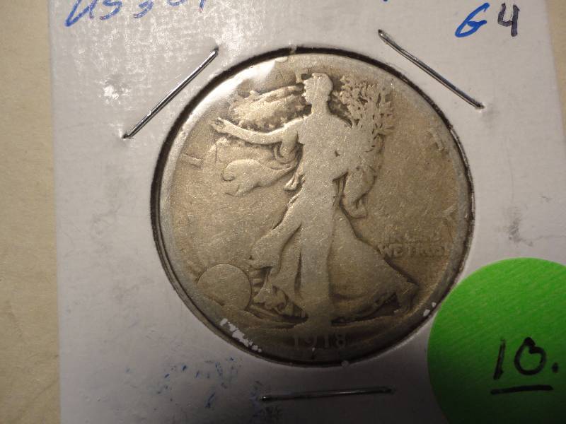 1918 S Silveer Walking Half Dollar