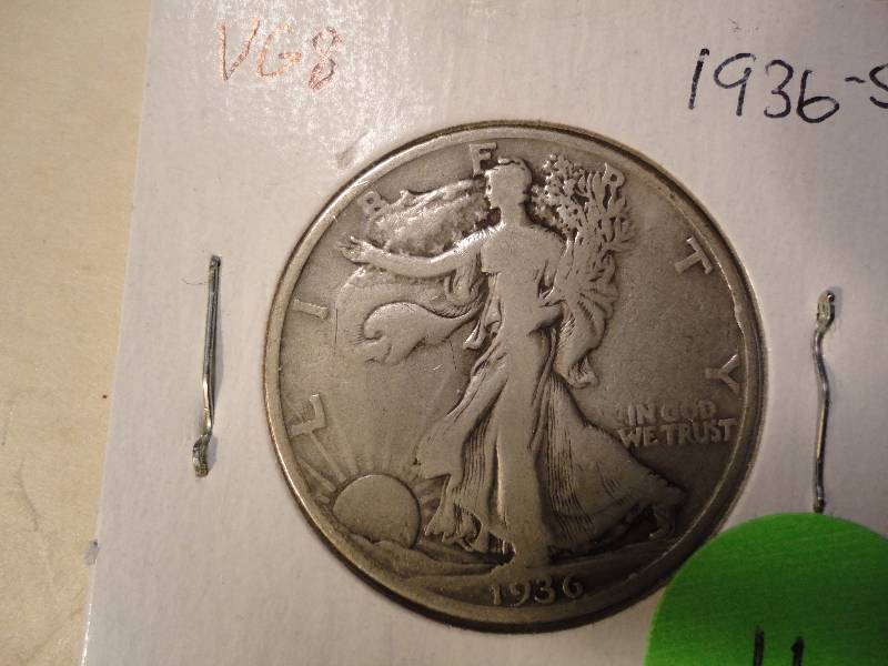 1936 S Silver Walking Half Dollar