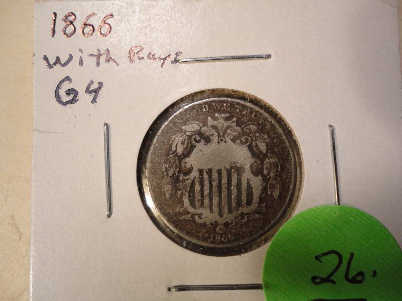 1866 Shield Nickel with rays
