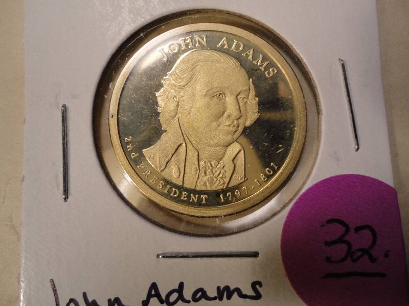 2007 S Proof John Adams Dollar, 1964 D Silver Washington Quarter, 1964 D Silver Roosevelt Dime