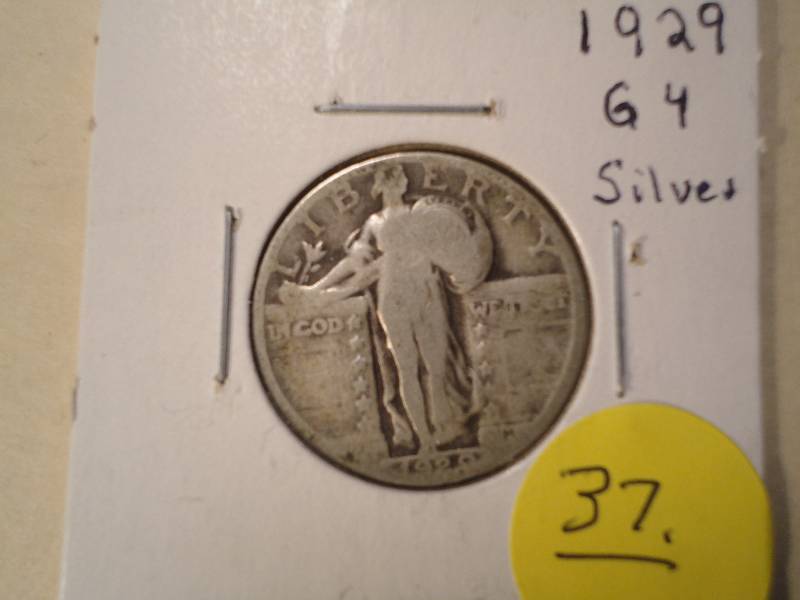 1929 Silver Standing Liberty Quarter, 1964 D Silver Roosevelt Dime, 1964 D Silver Washington Quarter