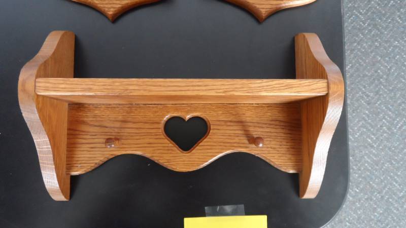 lot 10 image: Wooden Heart Shelves #1