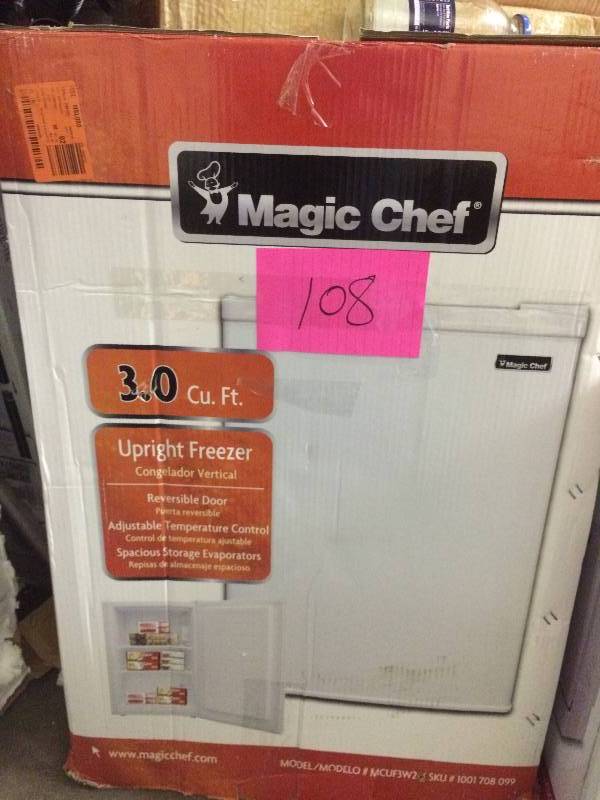 lot 108 image: Magic Chef 3.0 Cu Ft Upright Freezer Never Used