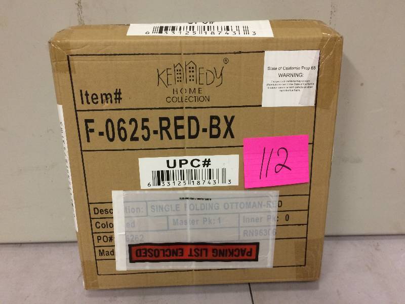 lot 112 image: Foldable Ottman model F-0625-Red Box- Box