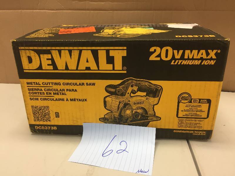 lot 62 image: DEWALT DCS373B 20V Max Lithium Ion Metal Cutting Circular Saw