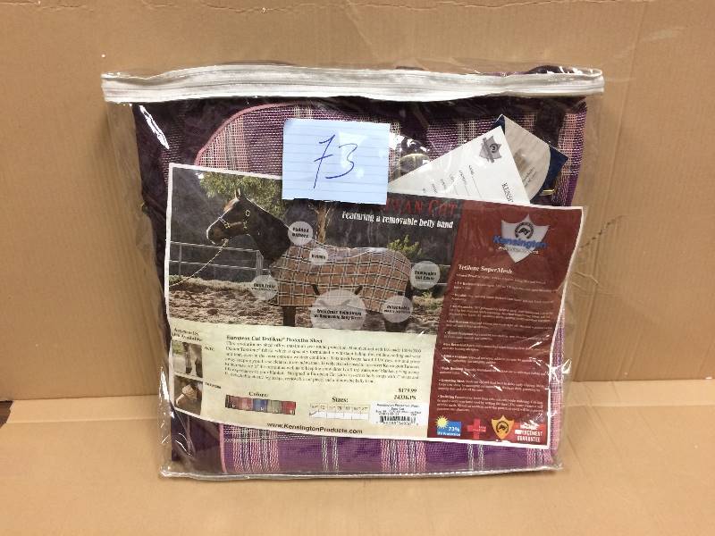 lot 73 image: Kensington Protective Fly Sheet, Plum Ic e & Plum Plaid, 50 - 68 never used