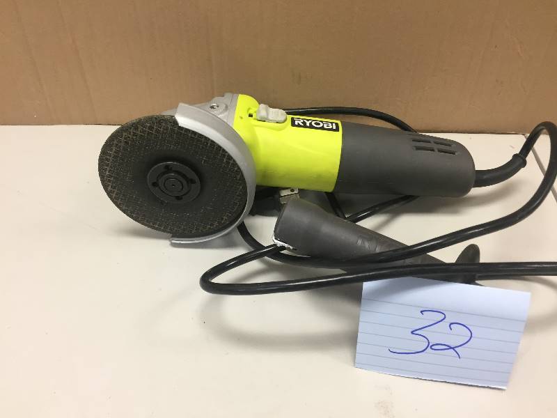 lot 32 image: Ryobi 4 12 angle grinder with rotating rear handle used in good condition
