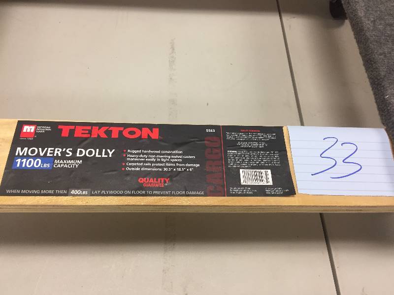 lot 33 image: Tekton Movers Dolly never used
