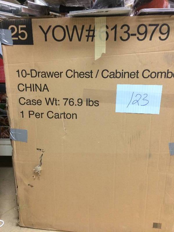 lot 123 image: HDX 24 in. 10Drawer Tool Chest and Rolling Tool Cabinet Set