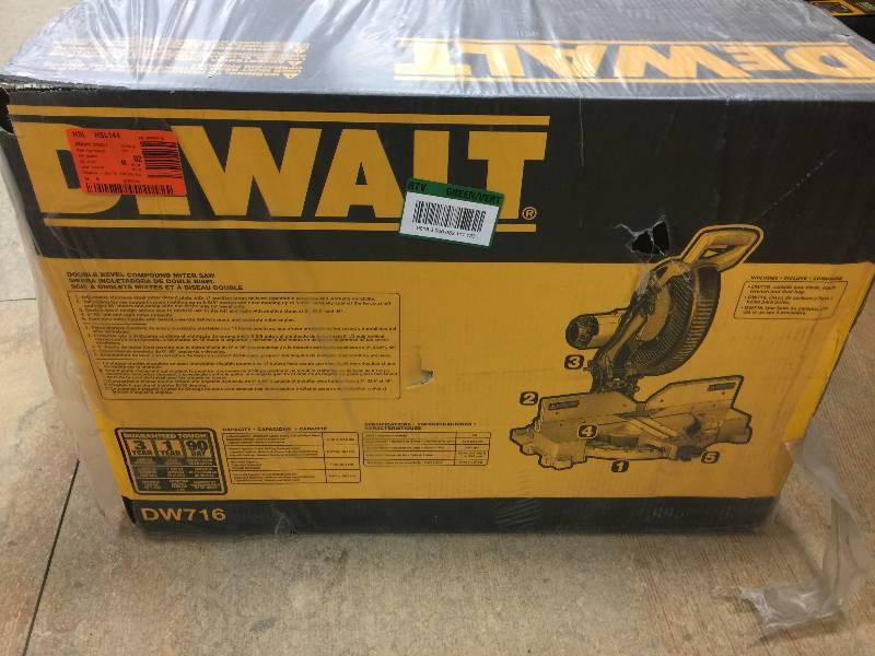 lot 150 image: DEWALT 15 Amp 12 in. Double-Bevel Compound Miter Saw New Model # DW716