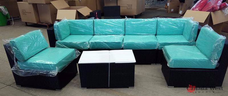 lot 20 image: NEW 2016 MOONLIGHT 7 PCS OUTDOOR FURNITURE SET TEAL 7PCSFSTEAL