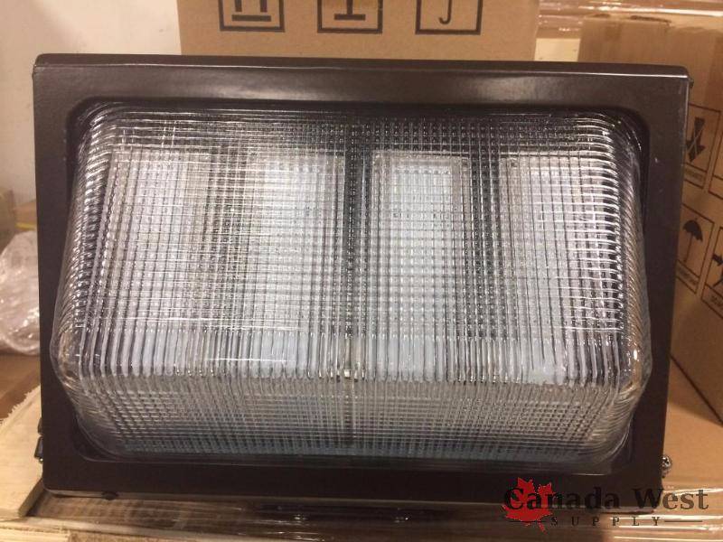lot 55 image: NEW 2 X 75 WATT LED WALL PACK METAL WP02A80
