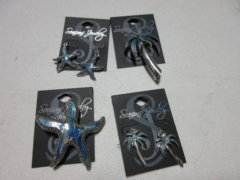 NEW- LOT OF 4 BLUE AND SILVER JEWELRY PIECES