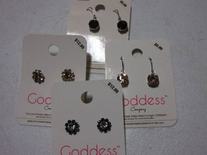 NEW-LOT OF 4 PAIRS OF EARRINGS  RETAIL VALUE $40-48  ONE FEBRUARY BIRTHSTONE