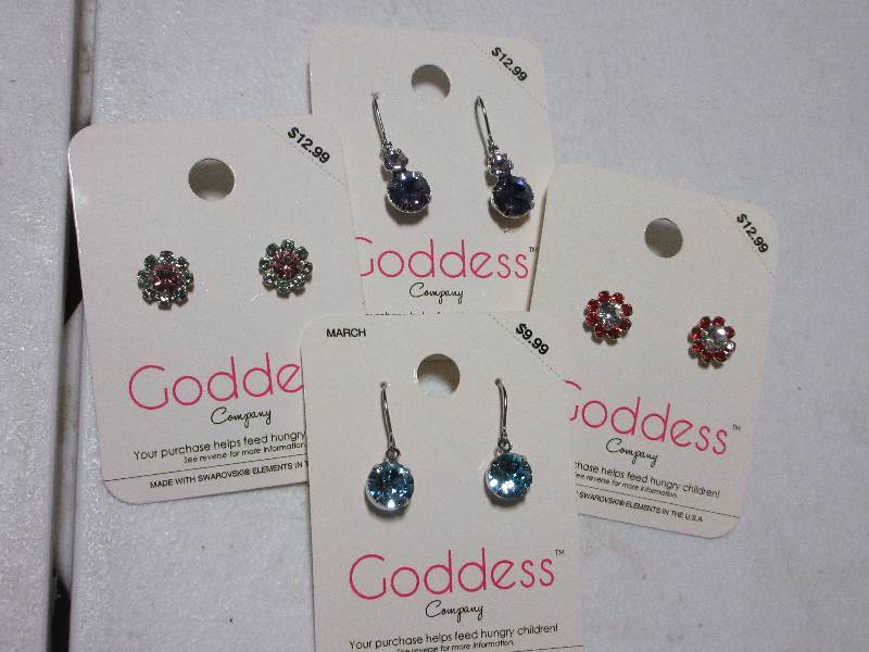 NEW-LOT OF 4 PAIRS OF EARRINGS  RETAIL VALUE $40-48  ONE MARCH BIRTHSTONE