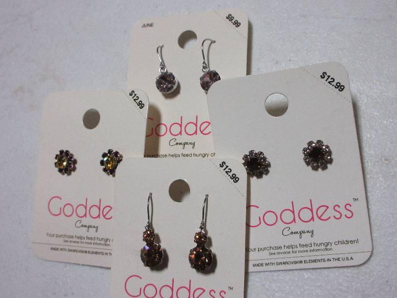 NEW-LOT OF 4 PAIRS OF EARRINGS  RETAIL VALUE $40-48  ONE JUNE BIRTHSTONE