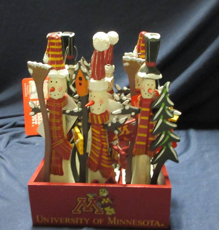 NEW-SET OF 9 AND BOX MINNESOTA GOPHERS SNOWMAN
