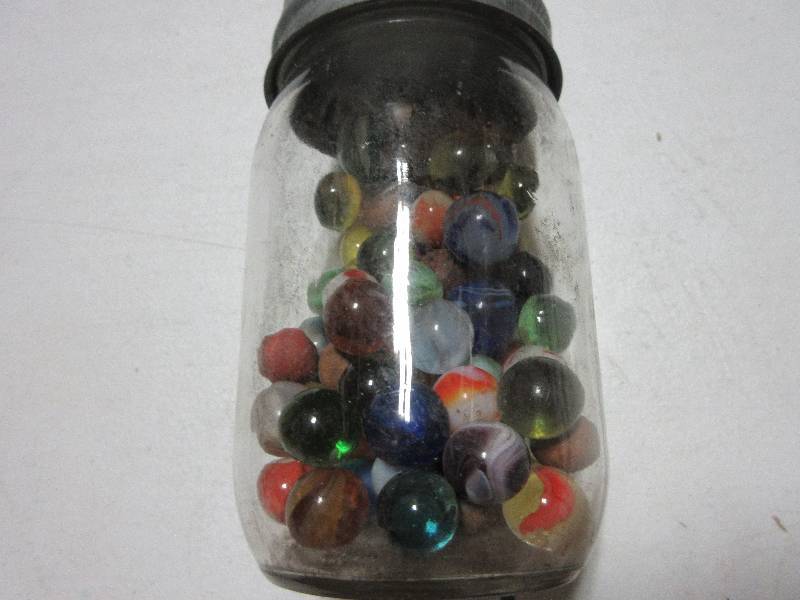 JAR OF OLD MARBLES