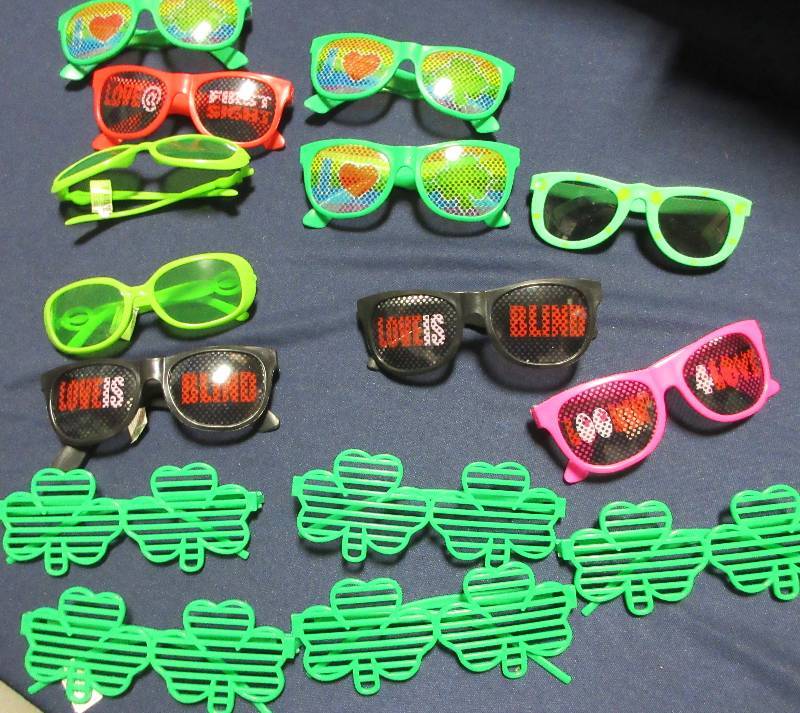 NEW LARGE LOT OF 15 LOVE, ST PATRICKS DAY, MISC, KIDS GLASSES
