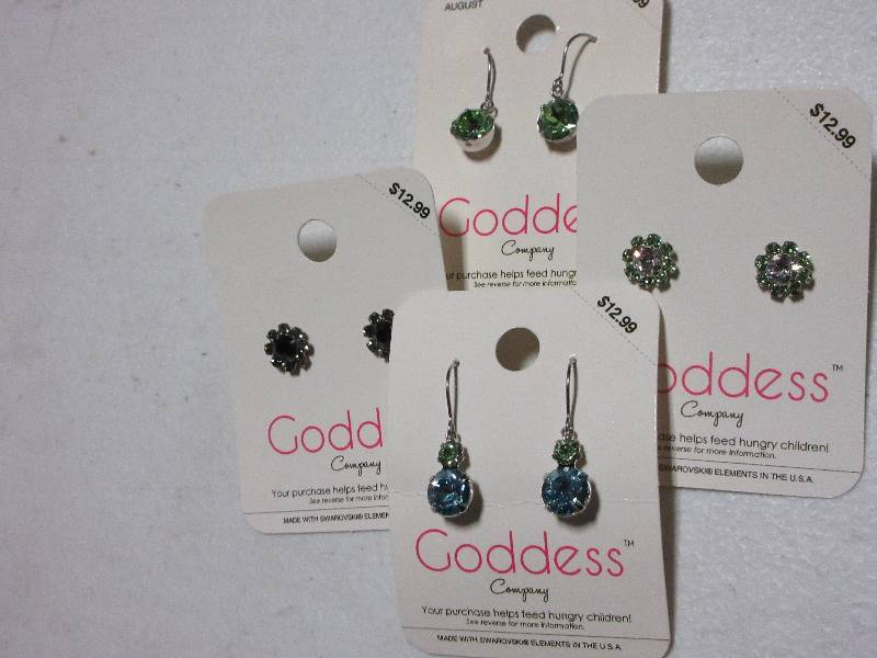 NEW-LOT OF 4 PAIRS OF EARRINGS  RETAIL VALUE $40-48  ONE AUGUST BIRTHSTONE