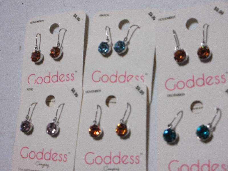 NEW-LOT OF 6 PAIRS OF EARRINGS  RETAIL VALUE $40-48   BIRTHSTONES MONTHS