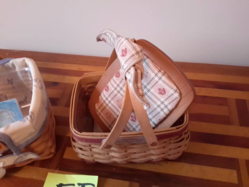 Sea Shell Basket, 1999 with 2 liners  Woven memories basket 2003 with liner and lid.