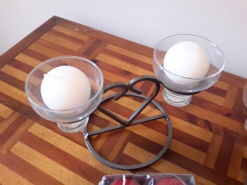 Steel Candle holders with round candles as shown