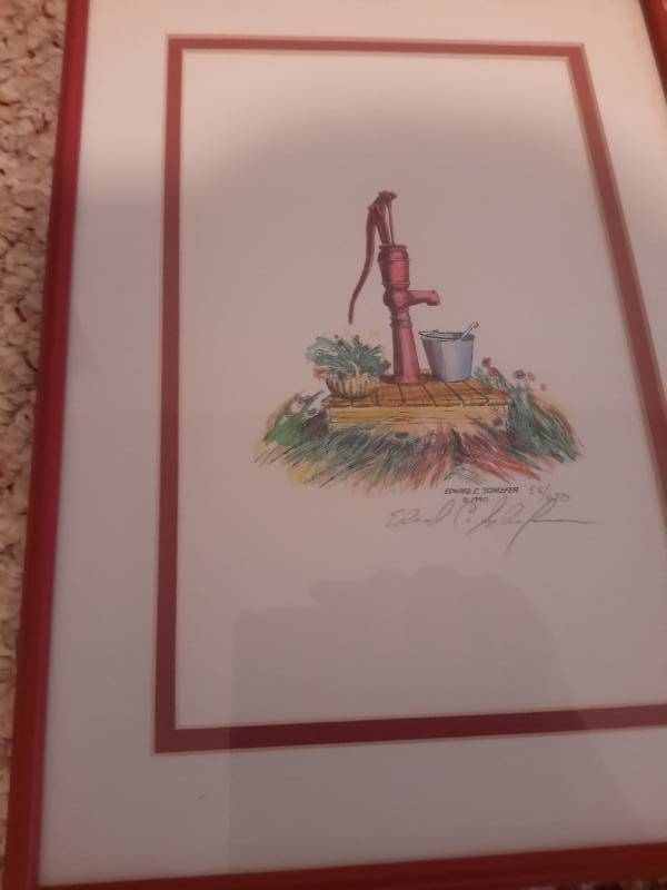3 nice pictures as shown. Onion is an original.  Pump 50650 by Edward Shaeffer  Original Dry Brush Water Color
