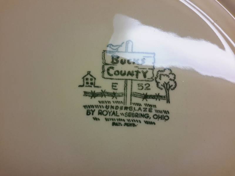 Bucks County, Seabring Ohio Glaze.  Platter, 6 plates, 2 small plates