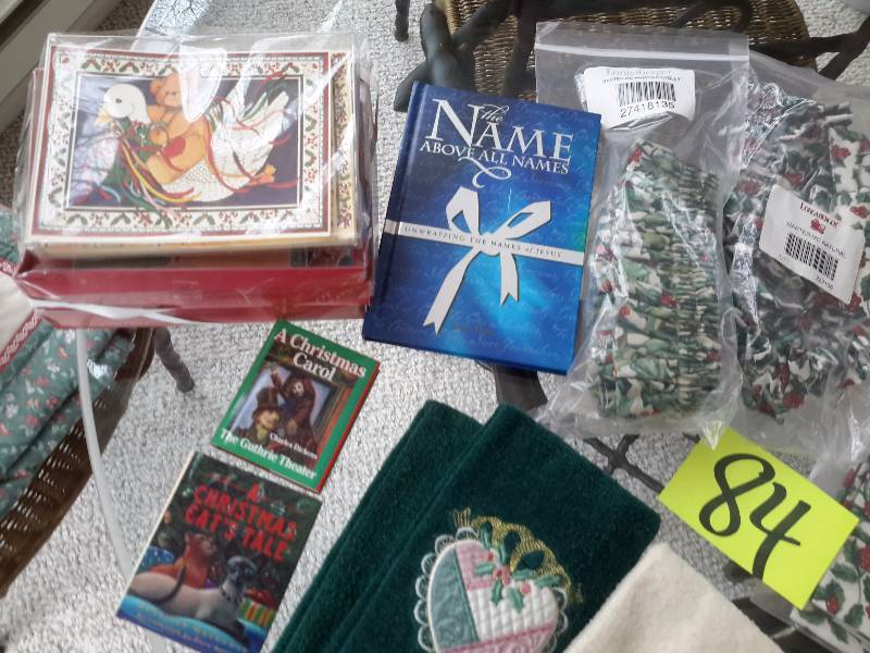Misc. Christmas items as shown.. Includes 2 sets of Longaberger   (8) napkin rings. Other items as shown.