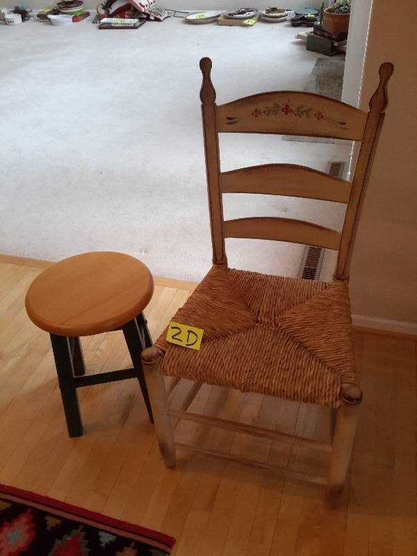 Side Chair With Rope Caned Seat Nice Solid Wood Stool
