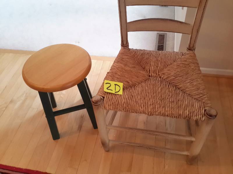Side Chair with Rope caned seat.. Nice solid wood stool