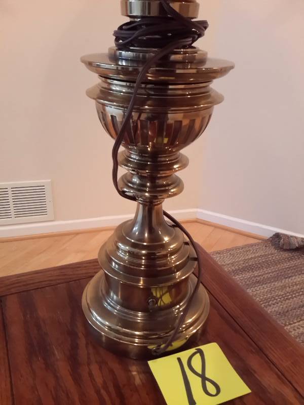 Stiffel Brass Lamp and pleated Shade.. Nice shape