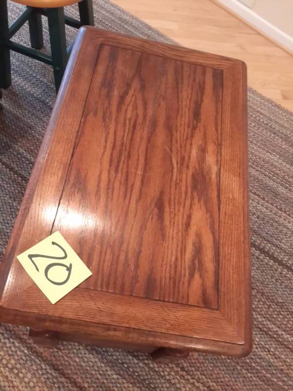 Oak Side table with bottom book shelf.  26in x 16in x 23in h