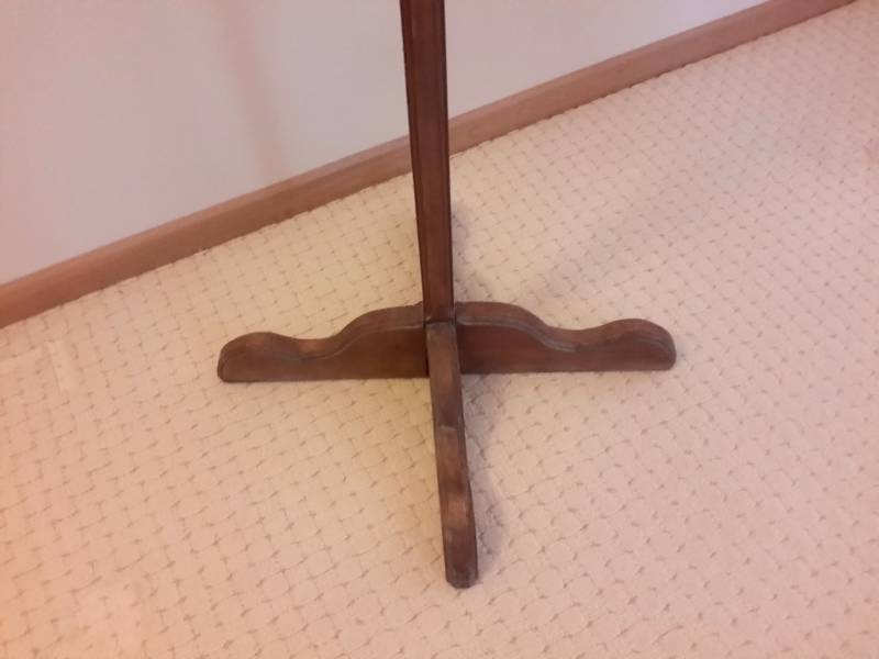 Coat rack.. Made from some type of old spool.. Solid oak.  69 in tall