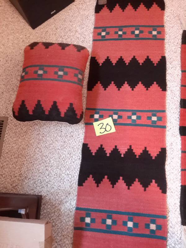 Southwestern Style rug 15in x 56in plus matching p illow