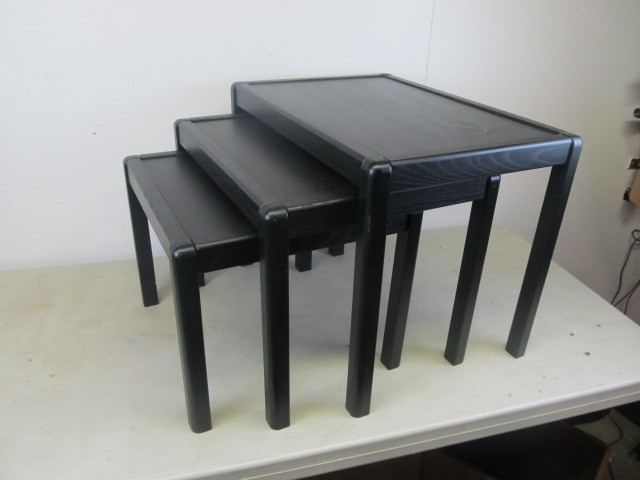 lot 8 image: Set of 3 Black Wooden Nesting Tables