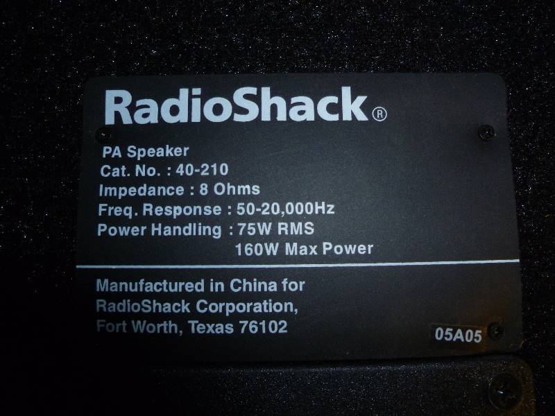 lot 112 image: Radio Shack Speaker