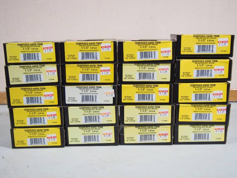 lot 147 image: 20-1 Pound Boxes 1-12 Tempered Hard Trim Nails