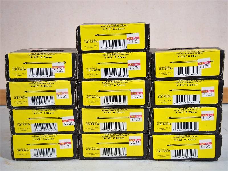 lot 149 image: 13 Pounds 2-12 Tempered Hard Trim Finish Nails
