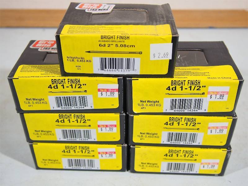 lot 151 image: 7 Pounds Bright Finish Nails 4d 1-12 & 6d 2