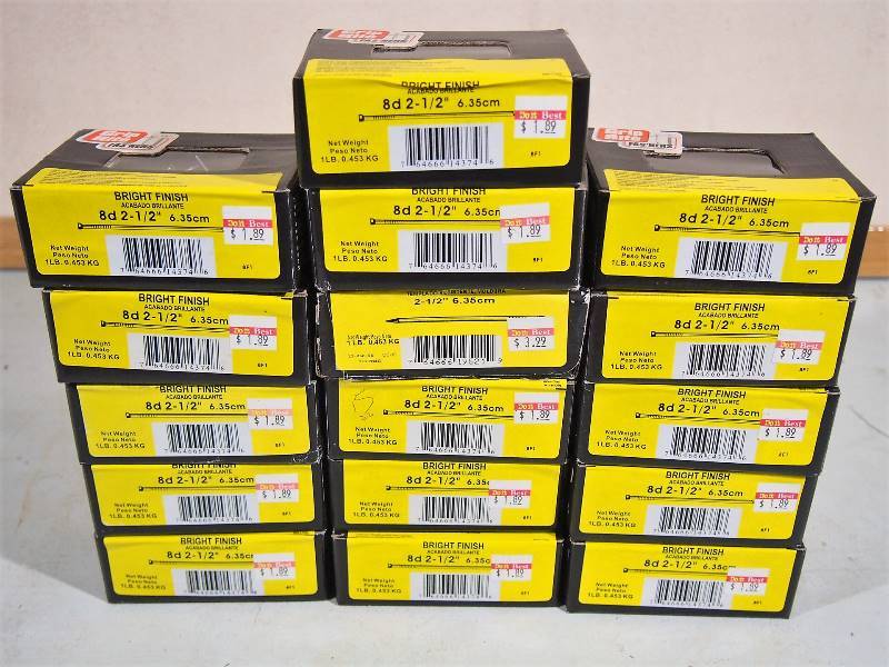 lot 155 image: 16 Pounds 8d 2-12 Bright Finish Nails