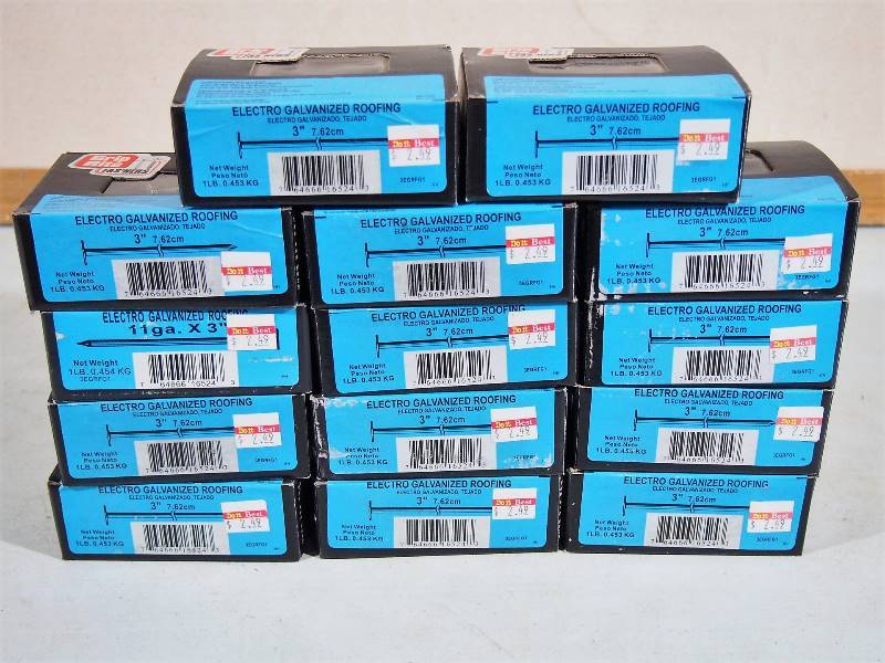 lot 164 image: 14- 1 Pound Boxes 3 Electro Galvanized Roofing Nails