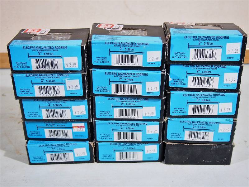 lot 166 image: 15-1 Pound Boxes 2 Electro galvanized Roofing Nails